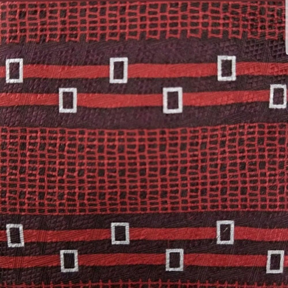 Antonia Collection Red & White Geometric Print Tie